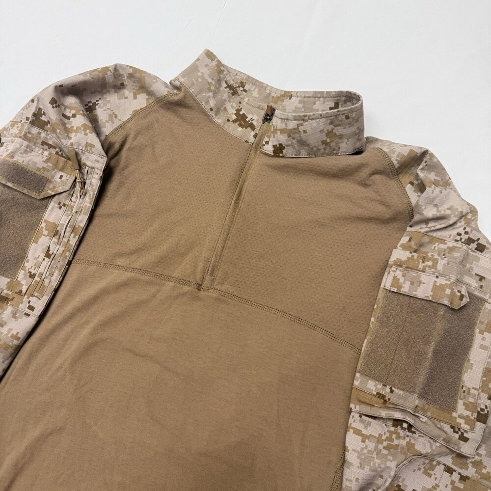 CQR Combat Shirt Mens XL Desert Ripstop MARPAT Tactical 1/4 Zip Airsoft Hunting